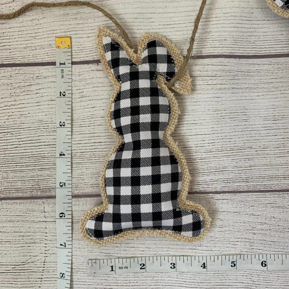 Rabbit Hill Farm Buffalo Plaid and Burlap Bunny Rabbit Garland Easter 6ft